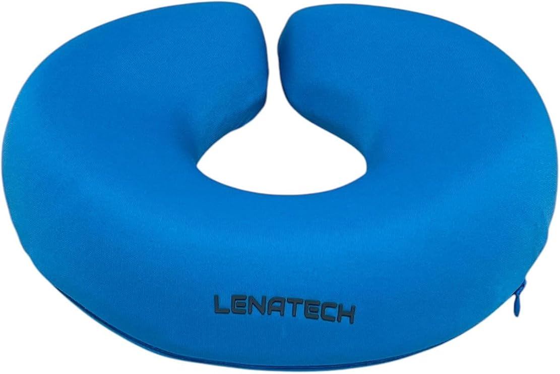 Lenatech Masaj Yüz Yastığı, 45x42x8 cm, Çıkarılabilir Kılıf, Orta Yumuşak Sertlik, Poliüretan Dolgu, Gri/Siyah (Su Mavisi)