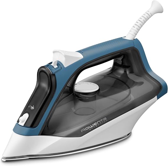 Rowenta Effective Steam Iron 2200 W, Steam Stroke 110 g/min, Continuous Steam 30 g/min, Transparent Water Tank, Scratch-Resistant Stainless Steel Sole, Autosteam Function, Blue