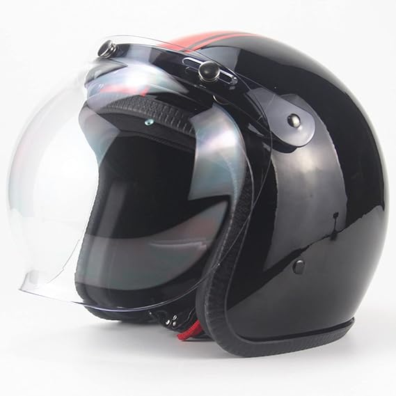 Vintage Motorcycle Jet Helmet Scooter Moped Helmet Chopper Retro Vespa Pilot Biker Helmet ECE 22.05 Approval Open Face Helmet with Bubble Mirror A,L(59-60cm)