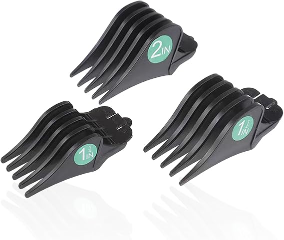 3 Pcs Clipper Guards Set, 1.25/1.5/2in Hair Clipper Guards Compatible with Wahl Clippers, Positioning Comb Fits Most Size Wahl Electric Clippers 8148 1919 8504 8591 2240 2241 (Black)