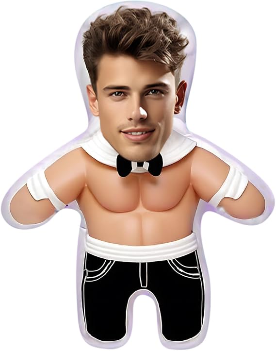 Custom Face Pillow Cute Personalised Photo Pillow, 3D Double-Sided Head Body Shaped Plush Stuffed Pillow for Home Sofa Decor Valentine's Day Christmas Funny Pillow Gift for Couples Women Men