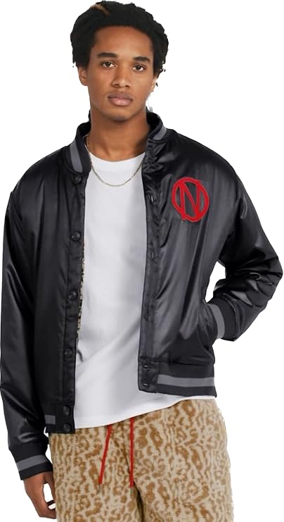 NKE men's premium basketball bomber jacket large black L