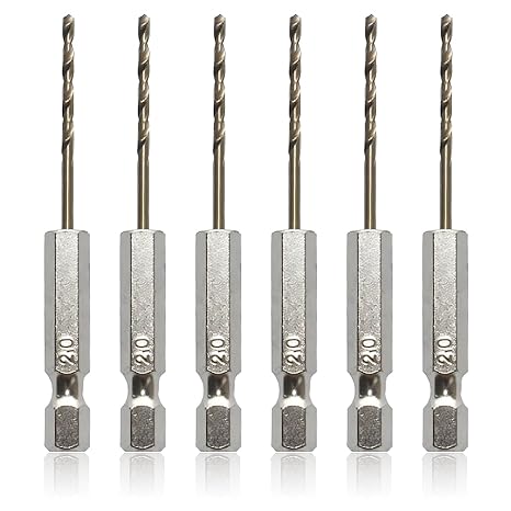 6pcs 2mm Drill Bits Set, 1/4" Hex Drill Bits for Wood High Speed Steel Titanium Drill Bit, M35 Hex Shank Drill Bit Set, Pilot Drill Bits for Marble Glass and Ceramic Tiles Metal and Plastic