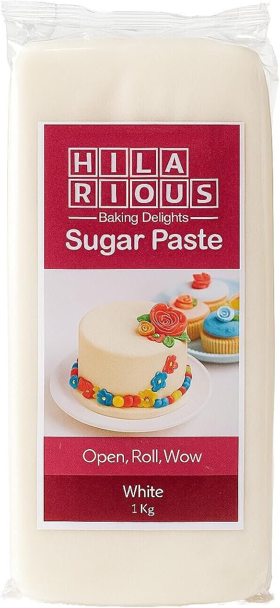 Hilarious Professional White Fondant for Pastries, 1 kg, Halal and Parve, Cover Cakes and Modelling Figures, Soft and Elastic Texture, Gluten Free, Neutral Flavor, Made in Spain (1 kg)