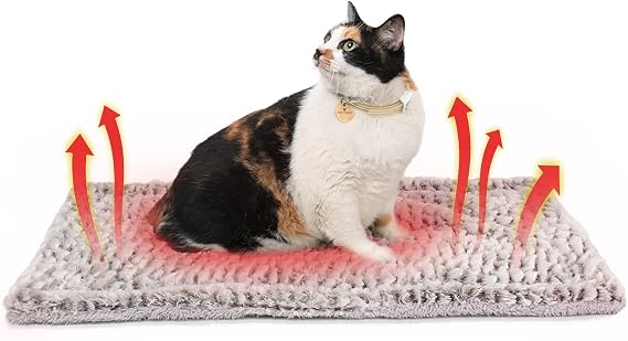 MORA PETS Self Warming & Self Heating Heated Cat Bed, Washable Warming Pet Pad, Electric-Free Heat Mat for Indoor/Outdoor Cats, Puppy Cushion Small Thermal Reversible 70 x 47 cm