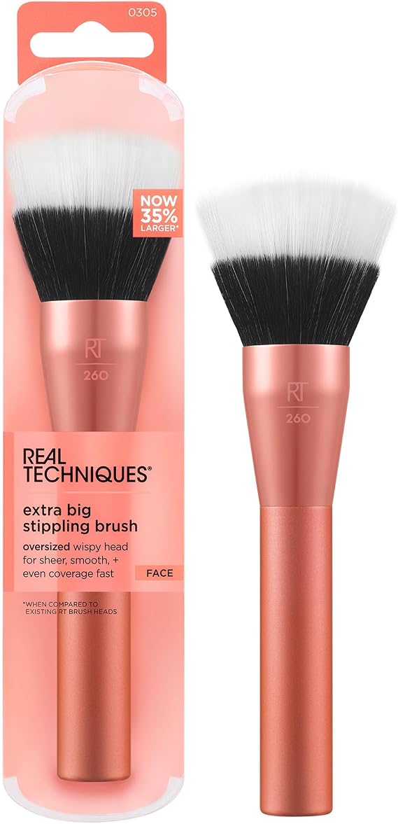 Real Techniques Extra Large Dotting Brush, Large Makeup Brush for Liquid and Cream Foundation, BB/CC Cream, Skin Tinting, XL Oversized Brush, Cruelty Free, Bristles