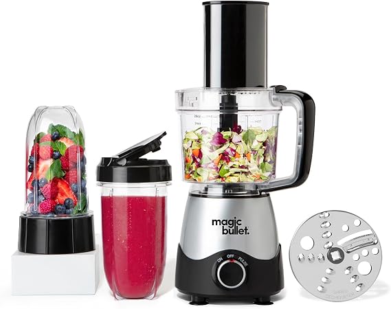 nutribullet magic bullet Kitchen Express 250W - All-in-one Food Processor & Blender - 830ml Capacity - Precise Control - Blend, Chop, Mix & Slice - Ideal for Smoothies & Healthy Meal Preparation