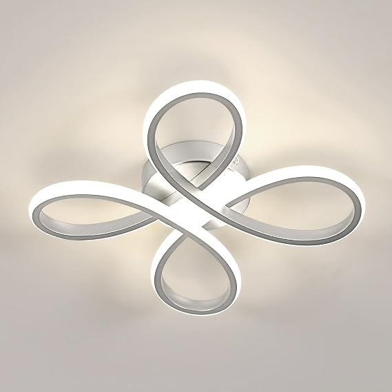 Comely Modern LED Ceiling Light, 30W 3375LM Ceiling Lamp Fixture 4500K Natural Light Lighting for Bedroom, Living Room, Dining Room, Kitchen, 30cm, Silver [Energy Class E]