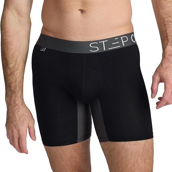 STEP ONE Mens Boxers Shorts, 1 Pair, Anti Chafing Underwear for Men, Moisture-Wicking Boxer Shorts with 3D Pouch. Fabric Made from bamboo viscose