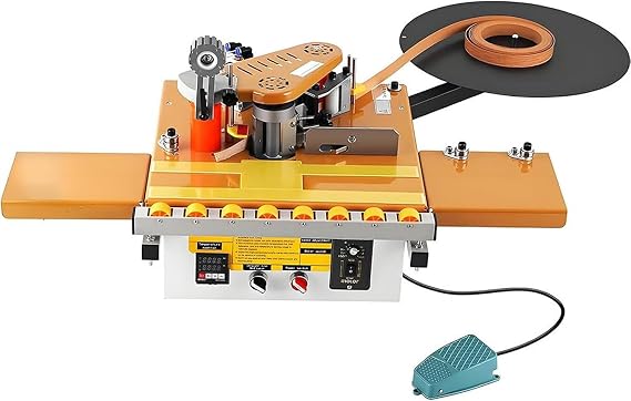 Mini Edge Banding Machine, Portable Woodworking Edge Bander with Microcomputer Temperature Control for Curved and Straight Edges, Tape Breaking