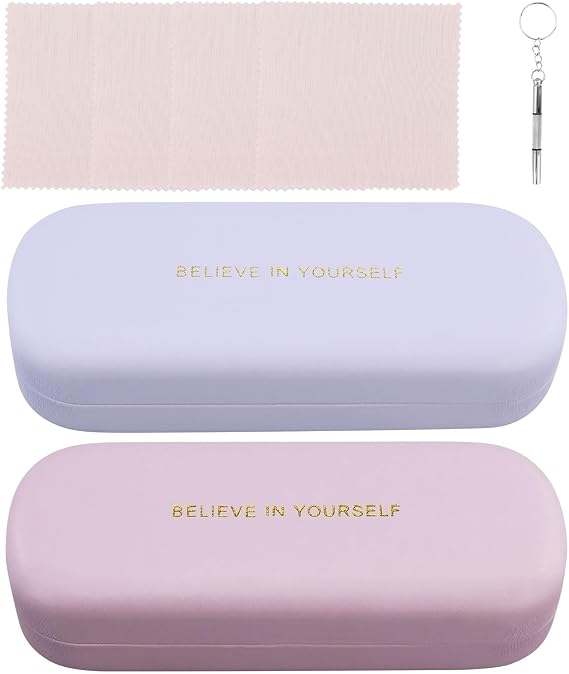 2 PACK Hard Shell Glasses Case, Portable Eyeglass Case Protective Holder Glasses Stand for Glasses and Sunglasses