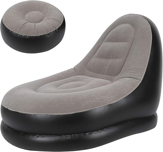Sofa Chair, Inflatable Chair Portable Inflatable Sofa Inflatable Furniture Comfortable Leisure Sofa with Footstool for Living Room Adult Balcony Garden