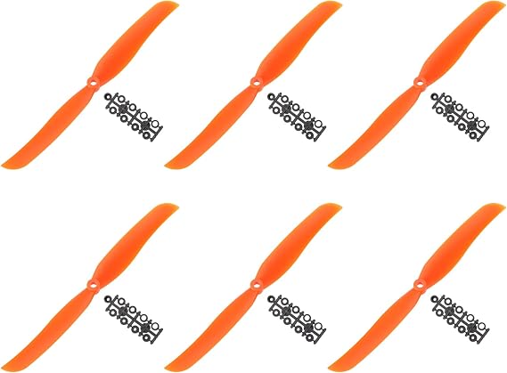 sourcing map 9050 Propellers 9x5 Prop 2-Vane Fixed-Wing Orange Replacement Props with Adapter Rings for Airplane RC Plane, Pack of 6