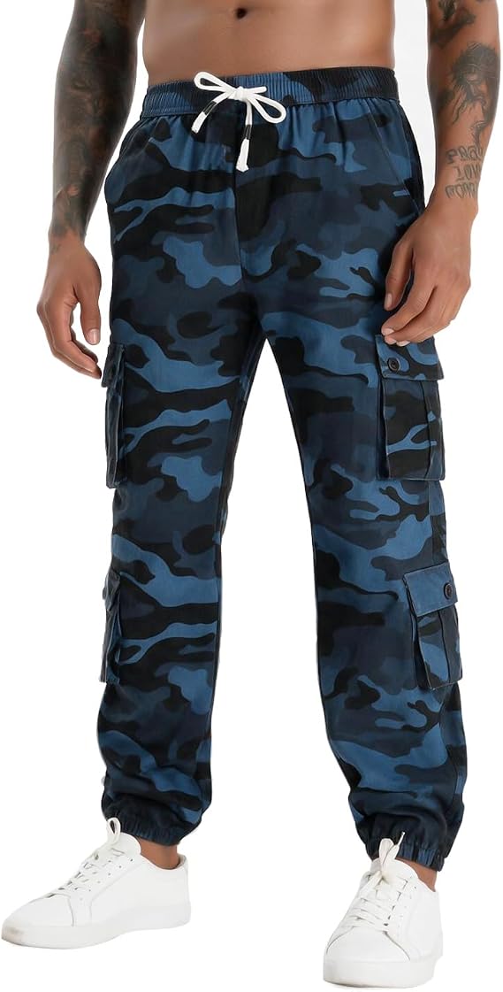 iCKER Men's Cargo Combat Trousers Camo Military Tactical Work Cotton Pants
