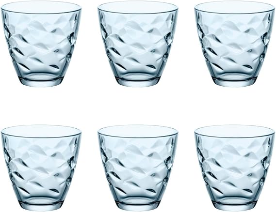 Bormioli Rocco 1662017 Flora Glass Water Glass 26 cl Set of 6 Blue
