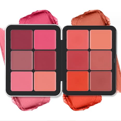 12 Colours Blush Palette Matte Cream Blush Makeup Palette Long Wear Smudge Proof Natural Looking Mixable Face Blush Makeup Cruelty-Free