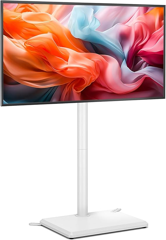 TVON TV Floor Stand for 32 to 65 inch TVs Tall TV Stand with Support Feet, Slim Corner TV Stand Height Adjustable Swivel TV Stands, Max VESA 400x400mm up to 40kg