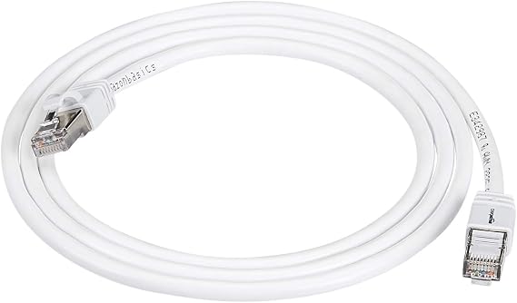 Amazon Basics Short Ethernet Cable Cat 7 Patch Cable White RJ45 1.5m