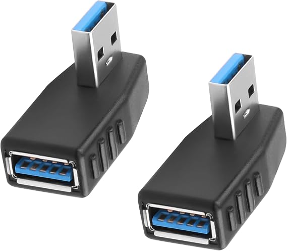90度usb 3.0アダプター、usb A 3.0オス-メスアダプター 直角usb Aエクステンダーアダプター ラップトップモバイル電源、マウス、usbスティックの充電/転送をサポート 2個左角度