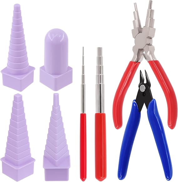 Keadic 8Pcs Wire Looping Tool Set - Includes 6 in 1 Bail Making Pliers, Round Looping Rods, Jewelry Pliers and Mandrel Wrapping with Jewelry Forming Rings for Wire Bending