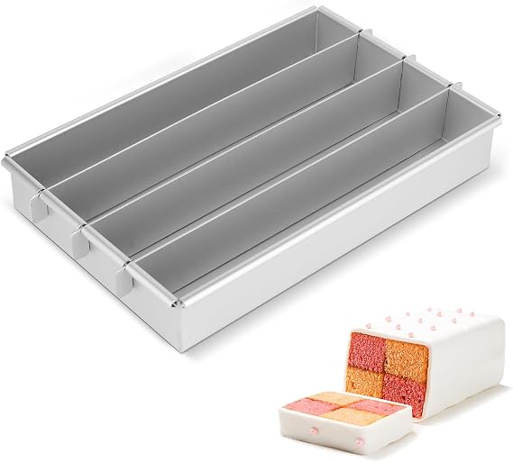 Battenberg Cake Tin 12x8 in, Rectangular Cake Tin Non-Stick
