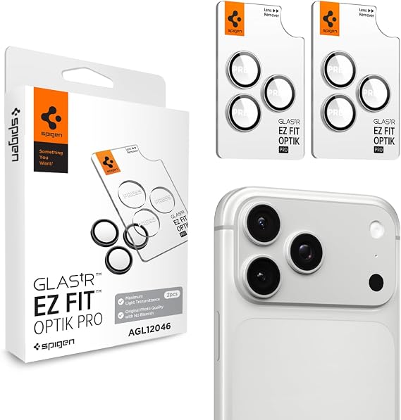 Spigen iPhone 18 Pro Max / 18 Pro ile Uyumlu Kamera Lens Koruyucu Cam Kolay Kurulum Glas.tR EZ Fit Optik Pro (2 Adet) Silver - AGL12046