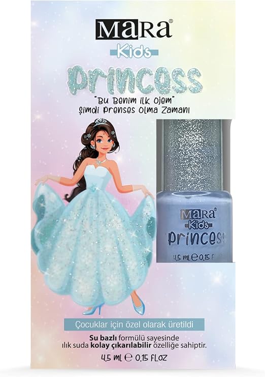 MARA KOZMETİK Princess Yıkanabilir Su Bazlı Çocuk Ojesi - Mavi (Törpü Hediyeli)