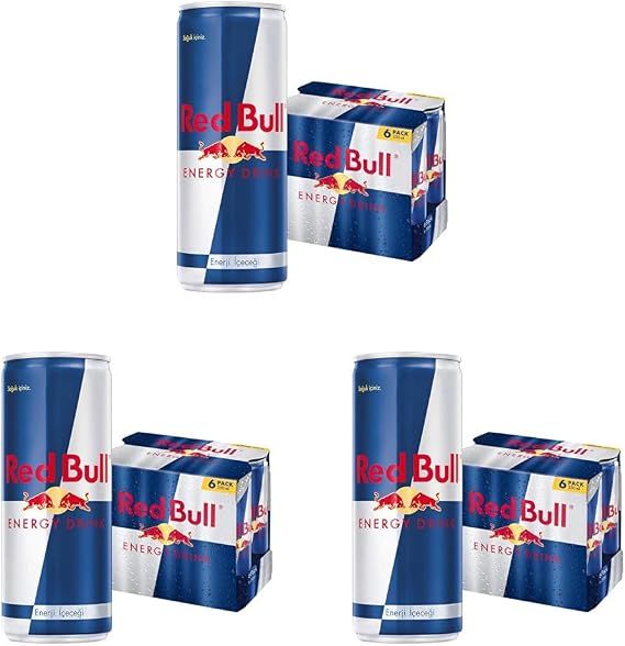 Red Bull Enerji İçeceği 250 ml (1 Paket, 250 ml x 6 Adet) (3 paketi)