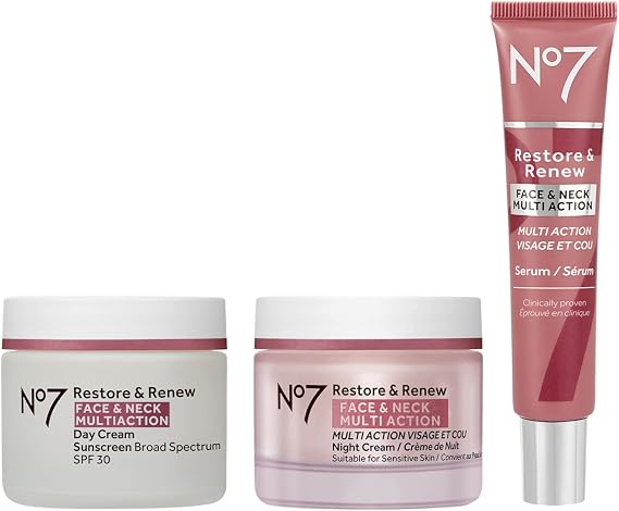 No7 Restore & Renew Face & Neck Multi Action Skincare System, pack of 1