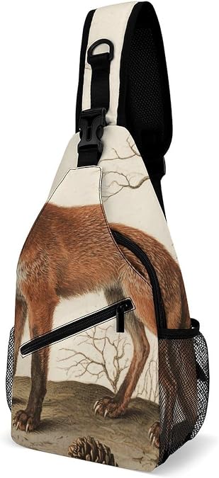Sling Bag Lightweight Crossbody Chest Pack Fox Travel Shoulder Bag with Adjustable Strap