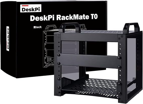 GeeekPi 4U Server Cabinet, 10 Inch Network Rack for Servers, Network, A/V Equipment, DeskPi RackMate T0 Rack Mount Cabinet (Black)