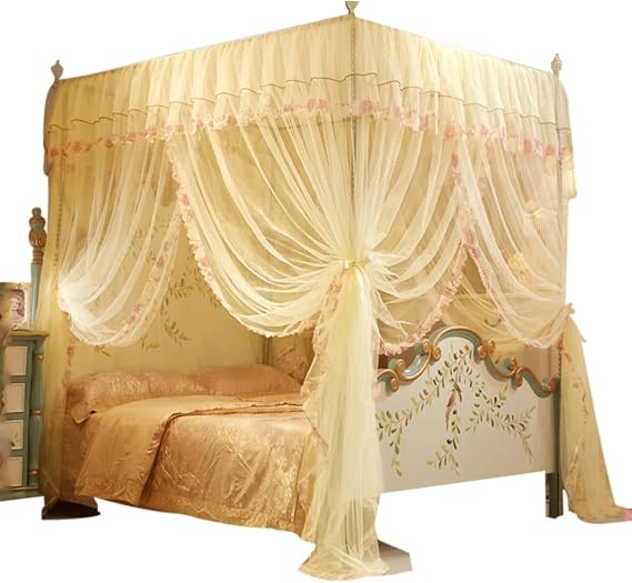 Four Corner Post Bed Curtains - Bed Drapes for Bedroom,Drape Netting, Canopy Curtain, Bed Net for Girls & Adults, Bedroom Decoration
