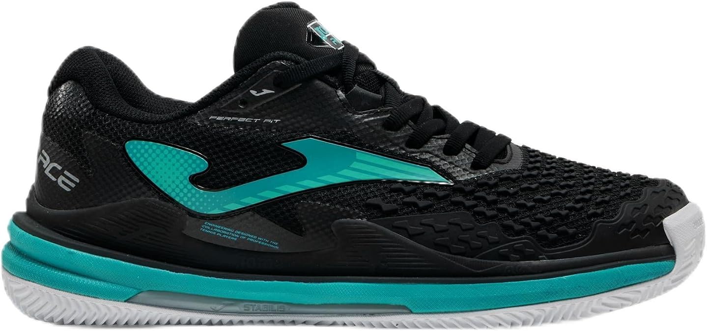 Joma TACES2601AC Ace Sert & Toprak Kort Tenis Erkek Ayakkabısı - Siyah/Turkuaz