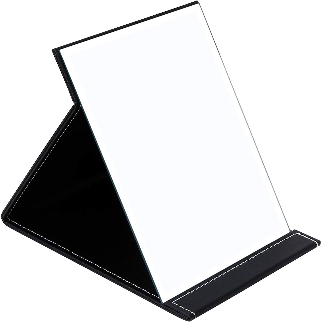 DUcare Leather Craft Makeup Mirror Free Standing Super HD Large Compact Mirror 6  8 inch - Black