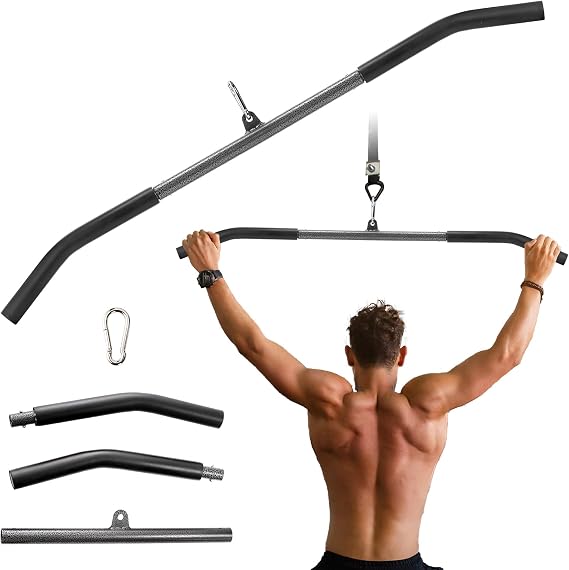39"/99cm Fitness LAT Pulldown Bar, LAT Pull Down Bar with Non-Slip Handle, LAT Bar Cable Machine Attachment for Gym, Muscle Building