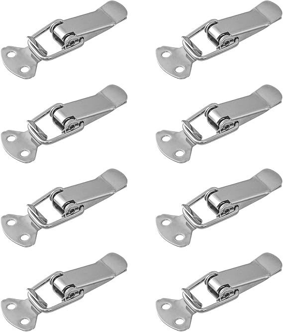8Pcs Toggle Latch Catch Clamp Stainless Steel Spring Loaded for Case Box,Toolbox,Drawer,Cabinet,Chest Trunk - Silver HS-010