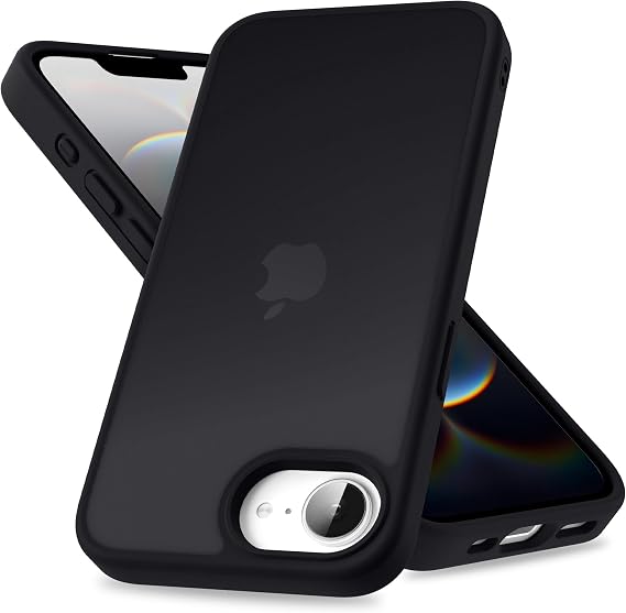 Mootobo for iPhone 16e Case, Military Grade Shockproof Drop Protection, Full Body Frosted Translucent Back Phone Cover, Anti-Fingerprint Phone Case for iPhone 16e 6.1-Inch - Black