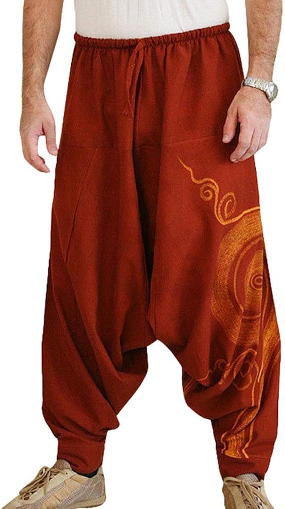 Men Harem Pants - Comfortable Elastic Waist Fashion Solid Color Casual Yoga Hippie Pants