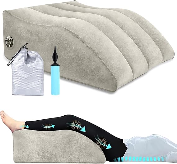 Leg Elevation Pillow, Inflatable Leg Elevating Pillow with Storage Bag leg rest pillow forElevating L-eg Elevating l-eg support pillow for Bed Portable wedge pillow for Surgery,Hip,Ankle Recovery