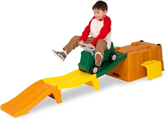 Roller Coaster Toy for Toddlers | Green, Orange & Yellow | Up & Down | Indoor Outdoor Ride On Toys Train and Track - Sensory Kids Rollercoaster with Car Slide - Build a Rollercoaster