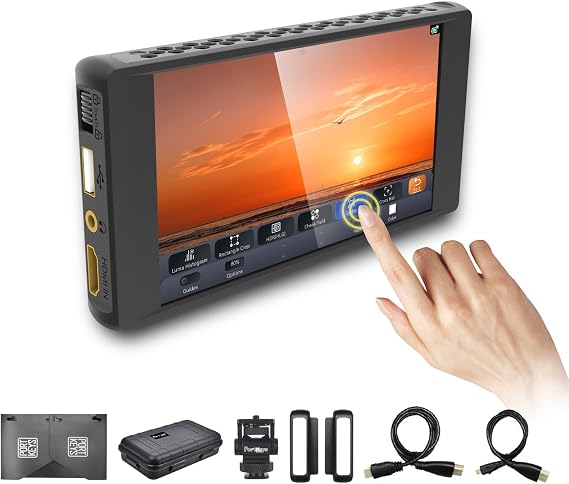 Portkeys PT6 5.2” Camera Monitor 100% P3 IP Fingerprint-resistant Ultra-light Touch Screen Photography Monitor 3D LUT Output Full HD 1920*1080 4K 30P HDMI Input/1080P 60P HDMI Output with Heat