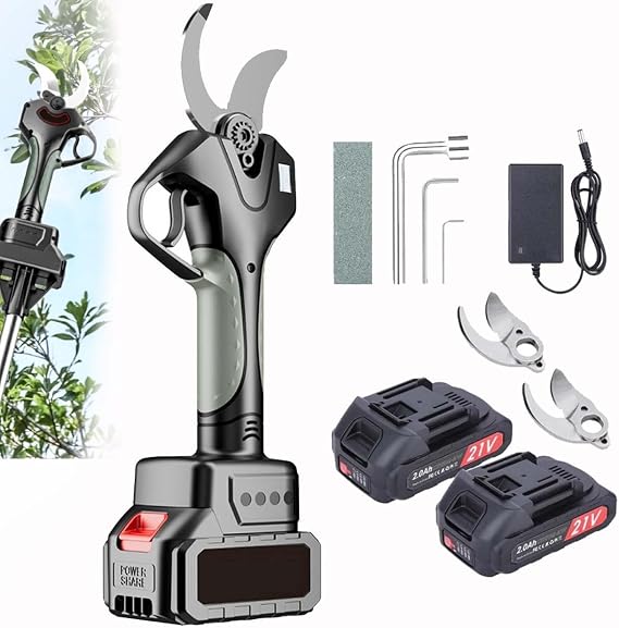 Heavy-Duty Electric Pruning Shears with Sharp SK5 Blade – Ideal Cordless Tree Trimmer for Orchard, Garden & Vineyard – Fast Cutting Power Tool for Thick Branches(Withoutpole)