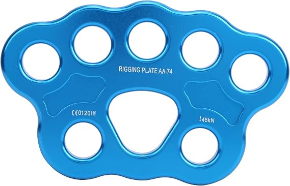 Climbing Rigging Plate made from aviation aluminum alloy, an 8 hole connector for organizing carabiners, serving as a versatile 45KN Rigging Plate