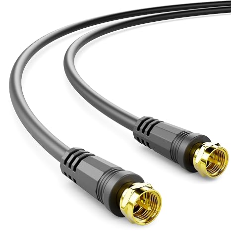deleyCON 1 m SAT TV Antenna Cable Coaxial Cable F-Connector 4K Black