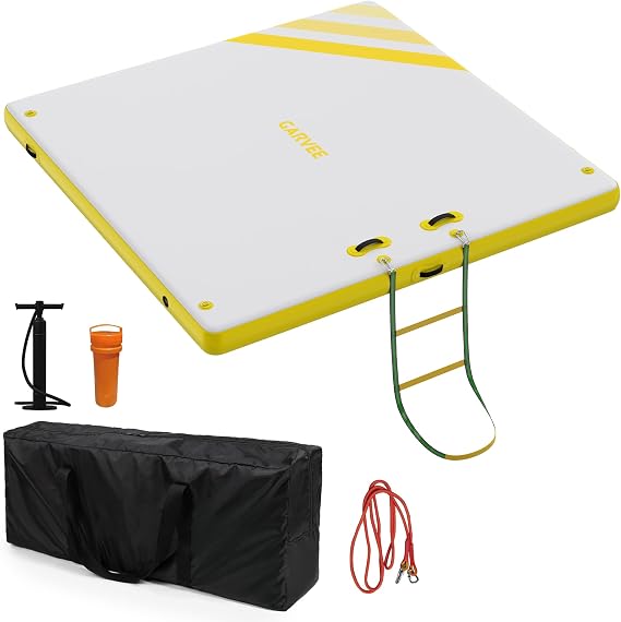 Ultra-Stable Inflatable Floating Dock Platform – Heavy-Duty Non-Slip Water Mat – Multi-Person Swim Raft for Pool, Lake, Boat – Portable PVC Island with Ladder & Anchors – Ideal for Adults –