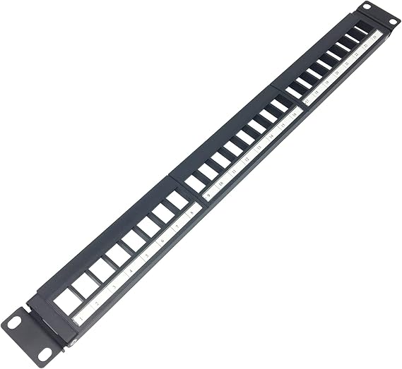 1U Hinged 24 Port Blank Keystone Patch Panel for 19 Inch Rackmount or Wall Mount UTP Unloaded Patch Panel for Ethernet Cat6,Cat5, Cat5E Keystone Jacks or Multimedia (1U24PP)