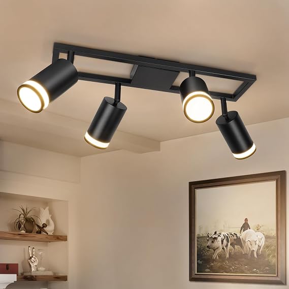Dehobo Ceiling Spotlight 4 Bulbs GU10 Ceiling Light Black