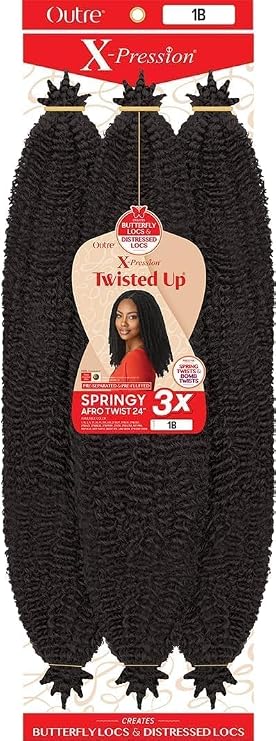 Outre X-Pression Twisted Up 3X Springy Afro Twist Crochet Braids 24 (1B)