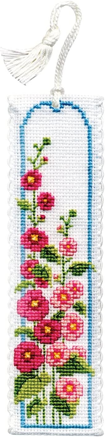 Textile Heritage Collection Cross Stitch Bookmark Kit - Hollyhocks