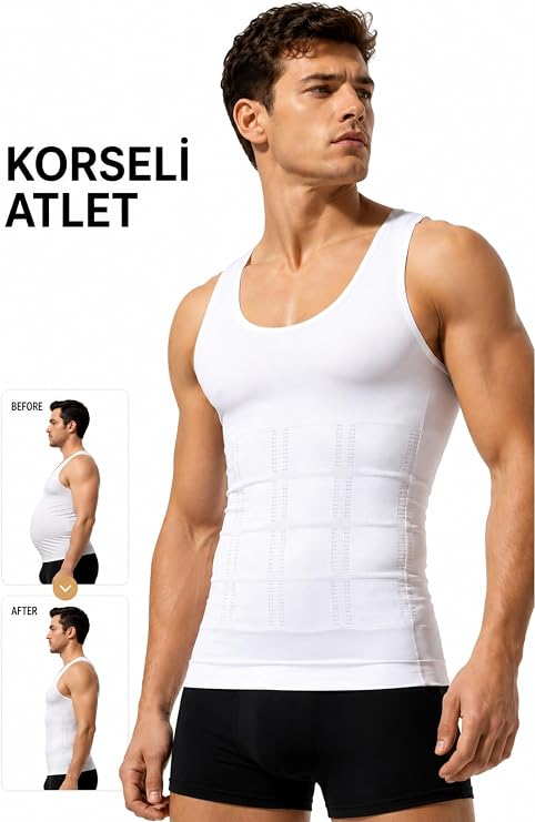 White Men's Corset Shapewear Athlete Belly And Chest Collector Upright Posture Firming Fit-1